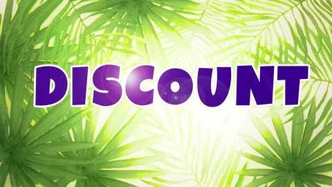 Discount word on the background with hand drawn watercolor tropical palm leaves. Stock Footage 127119326