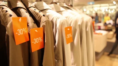 Discounted clothes in store Video stock 40483720