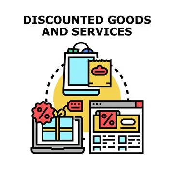 Discounted goods and services vector concept Stock Illustration