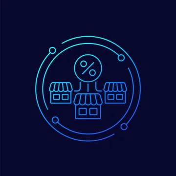 Discounters icon, discount stores, linear design Stock-Illustration
