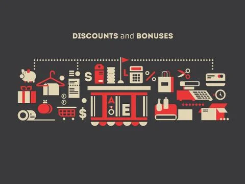 Discounts and bonuses Stock Illustration