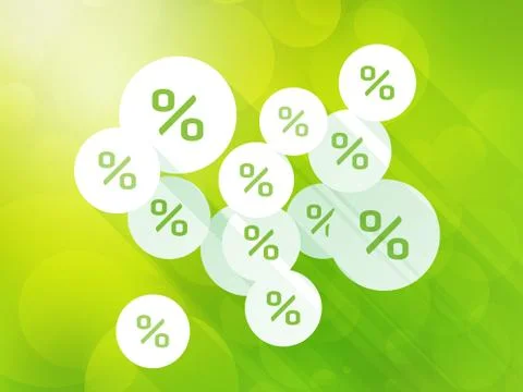 Discounts on green spring background Stock Illustration