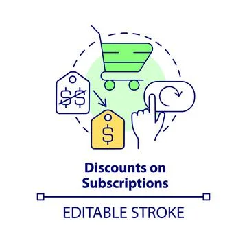 Discounts on subscriptions concept icon 스톡 일러스트