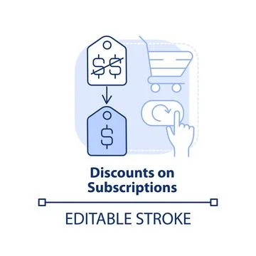 Discounts on subscriptions light blue concept icon 스톡 일러스트