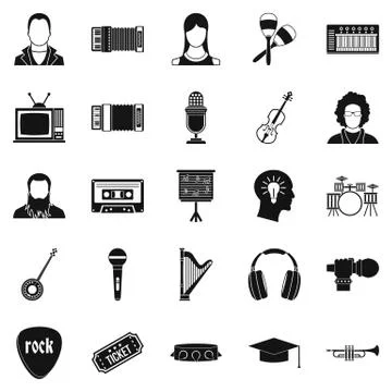 Discourse icons set, simple style Stock Illustration