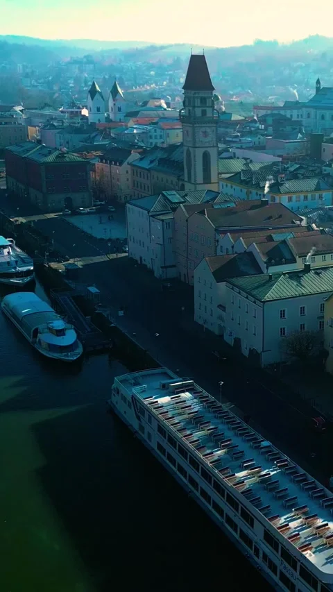 Discover Captivating Scenery Passau Above Vertical Video Stock-Footage 334875807