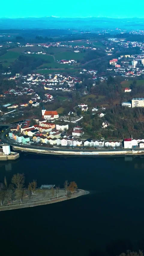 Discover Captivating Scenery Passau Above Vertical Video Stock-Footage 334883902