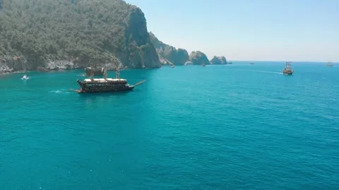 Discover Cleopatra Beach from the Sky | Turkey Stockbeeldmateriaal 130659639