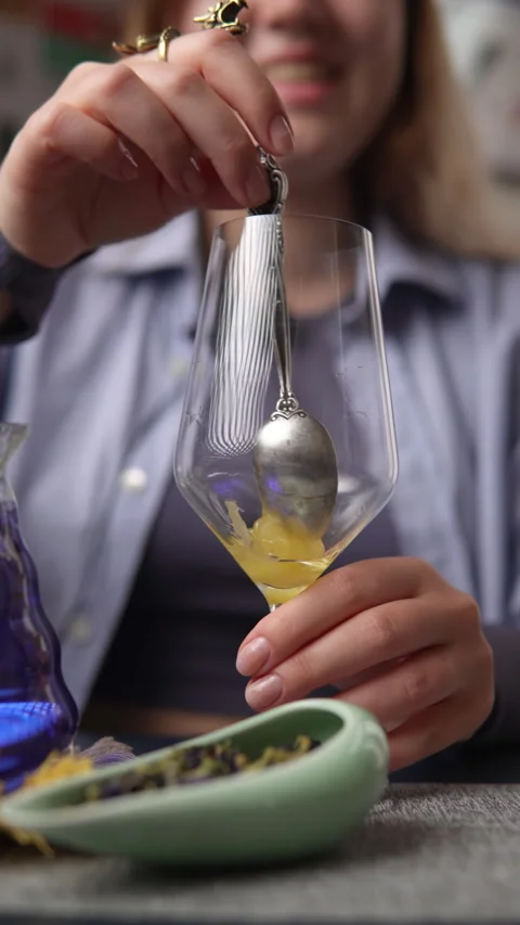 Discover the delightful process of brewing herbal tea using natural and fresh Stock Footage 303485666