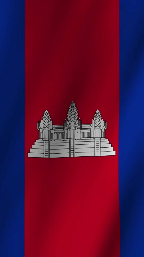 Discover the dynamic animation of Cambodia's flag showcasing its vibrant design Stock Footage 304717776