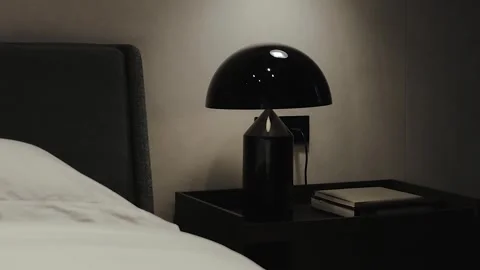 Discover the Elegant Black Table Lamp that perfectly complements a Modern Vídeo Stock 311247873