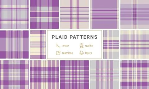 Discover this elegant seamless plaid pattern in lavender and cream. This clas Stock Illustration