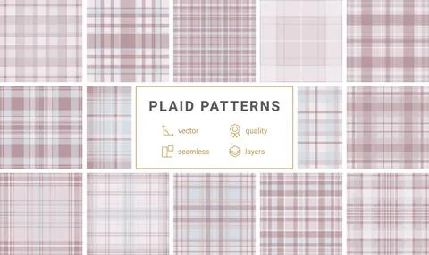 Discover this elegant seamless plaid pattern in soft pastel tones of dusty ro Stock Illustration