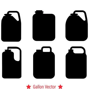 Discover Endless Possibilities with Gallon Vector Silhouette Set  Fueling Y.. Stock Illustration
