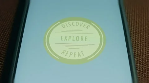 Discover, Explore, Repeat lettering text on sticker, presentation Stock Footage 310052116