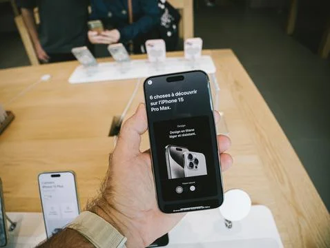 Discover Features: iPhone 15 Pro Max Showcase Stock Photos