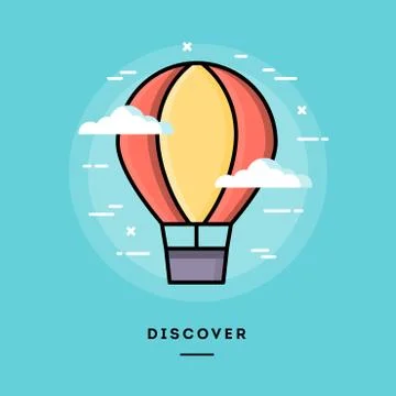 Discover, flat design thin line banner Stock Illustration
