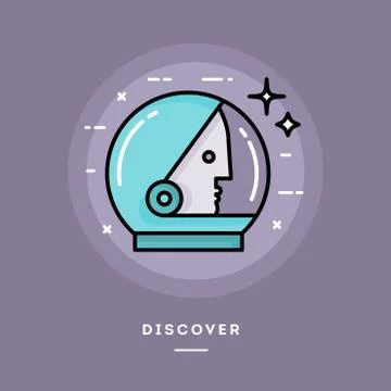Discover, flat design thin line banner Stock Illustration