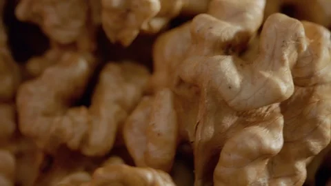 Discover the intricate details of a walnut kernel in close-up view Stock Footage 327581951