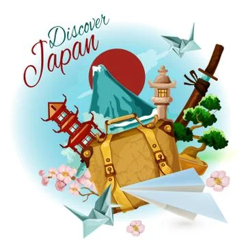 Discover Japan Poster Stock Illustration