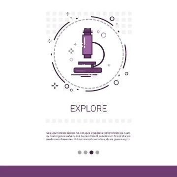 Discover Microscope Science Equipment Technology Web Banner With Copy Space Stock Illustration