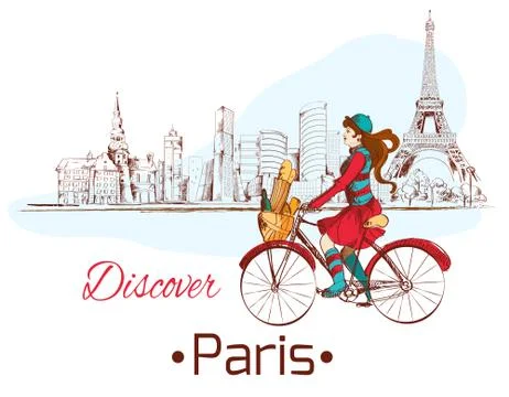 Discover Paris poster 스톡 일러스트