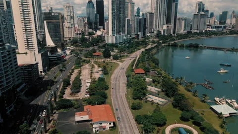 Discover the stunning drone views of cinta costera in panama city Stock Footage 321449054