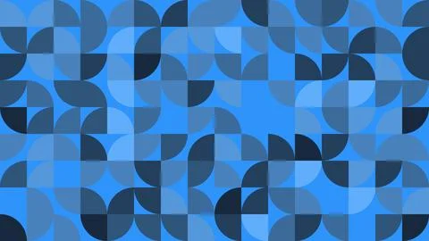 Discover a stunning geometric pattern featuring blue circles and arches in .. Stock Illustration