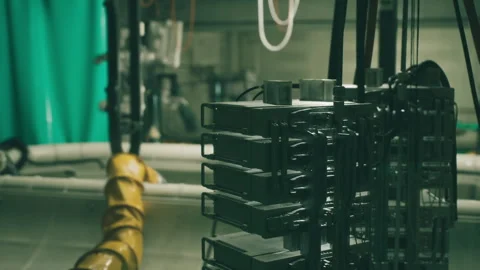 Discover the tech and cables in a modern industrial setting Stock Footage 308529018