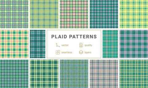Discover this vibrant seamless plaid pattern in pastel pink, yellow, and te.. 스톡 일러스트