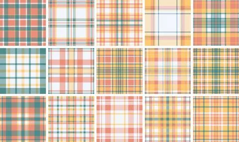 Discover a vibrant seamless plaid pattern featuring warm coral and cool tea.. Stock Illustration
