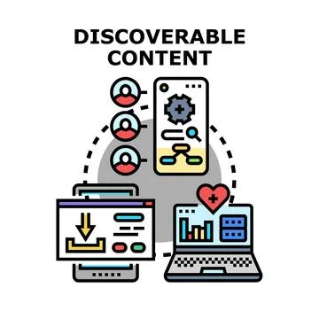 Discoverable content concept for digital marketing strategies Stock Illustration