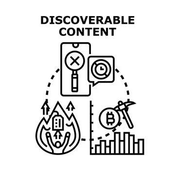 Discoverable content digital marketing optimization process Stock Illustration