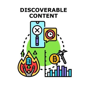 Discoverable content digital marketing optimization process Stock Illustration