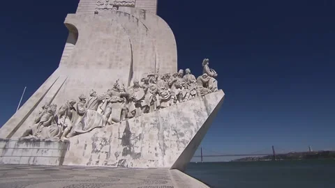 Discoveries Monument and Belem Tower in Lisbon Stock Footage 341148122