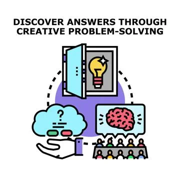 Discovering answers through creative problem solving concept illustration Stock Illustration