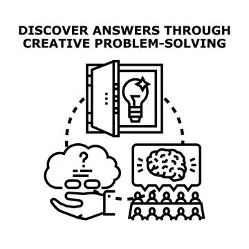 Discovering answers through creative problem solving concept illustration Stock Illustration