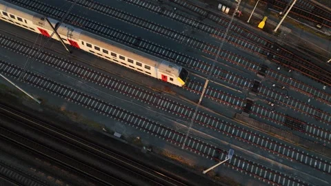 Discovering the beauty of an empty train yard at dusk Stock Footage 295307106