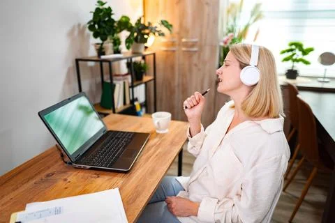 Discovering creativity during a productive work session at home Stock Photos