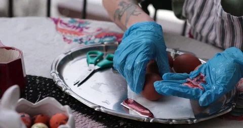 Discovering Easter Eggs in the Egg Painting Process with Creative Techniques for Stock Footage 306067653