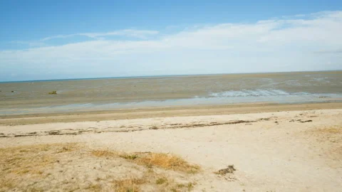 Discovering the flat vast coastline of Saint Benoit Des Ondes, France. Stock-Footage 223539359