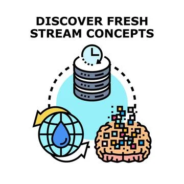 Discovering fresh stream concepts in data analysis Stock Illustration