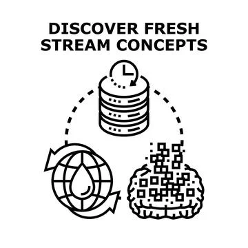 Discovering fresh stream concepts in data analysis Stockillustratie
