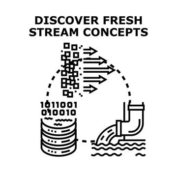 Discovering fresh stream concepts from digital data Stock Illustration