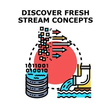 Discovering fresh stream concepts from digital data Stock Illustration