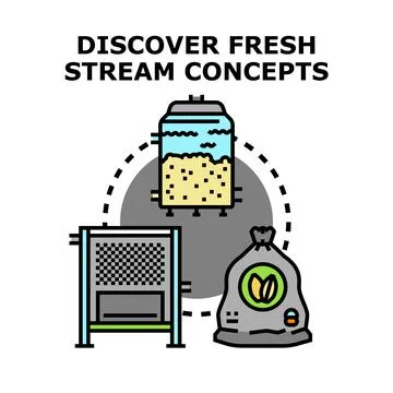 Discovering fresh stream concepts vector illustration イラスト素材