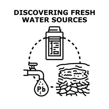 Discovering fresh water sources for environmental research Stock Illustration