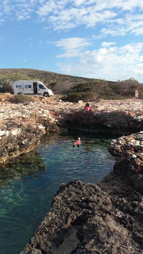 Discovering hidden coves and crystal waters on Paros Island in Greece Stock Footage 337361426