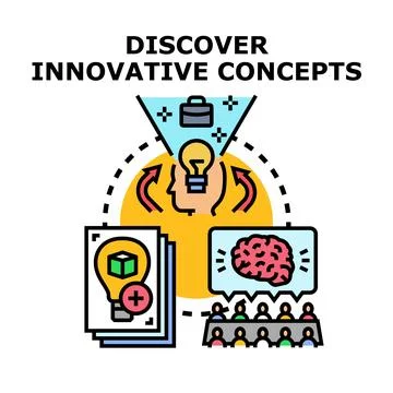 Discovering innovative concepts and creative solutions process Stockillustratie