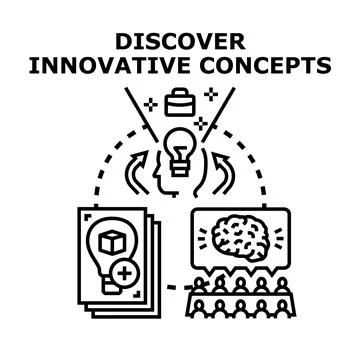 Discovering innovative concepts and creative solutions process イラスト素材